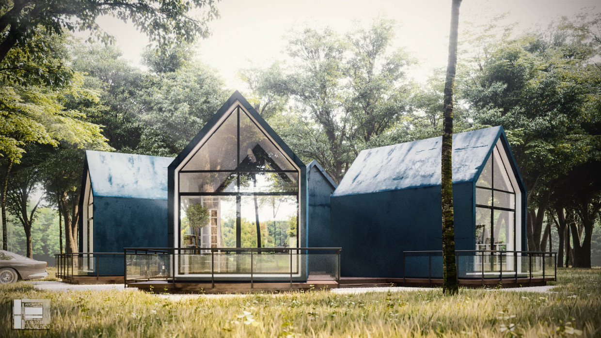 Blue Cabine Hotel. Blue Cabine Hotel. em 3d max corona render imagem